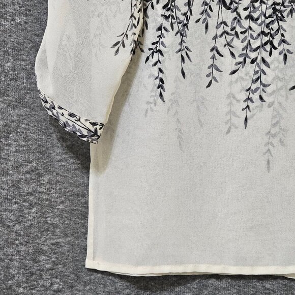 Coldwater Creek Boho Top Women Small Button Popover Blouse Semi Sheer‎ Light - Picture 5 of 16